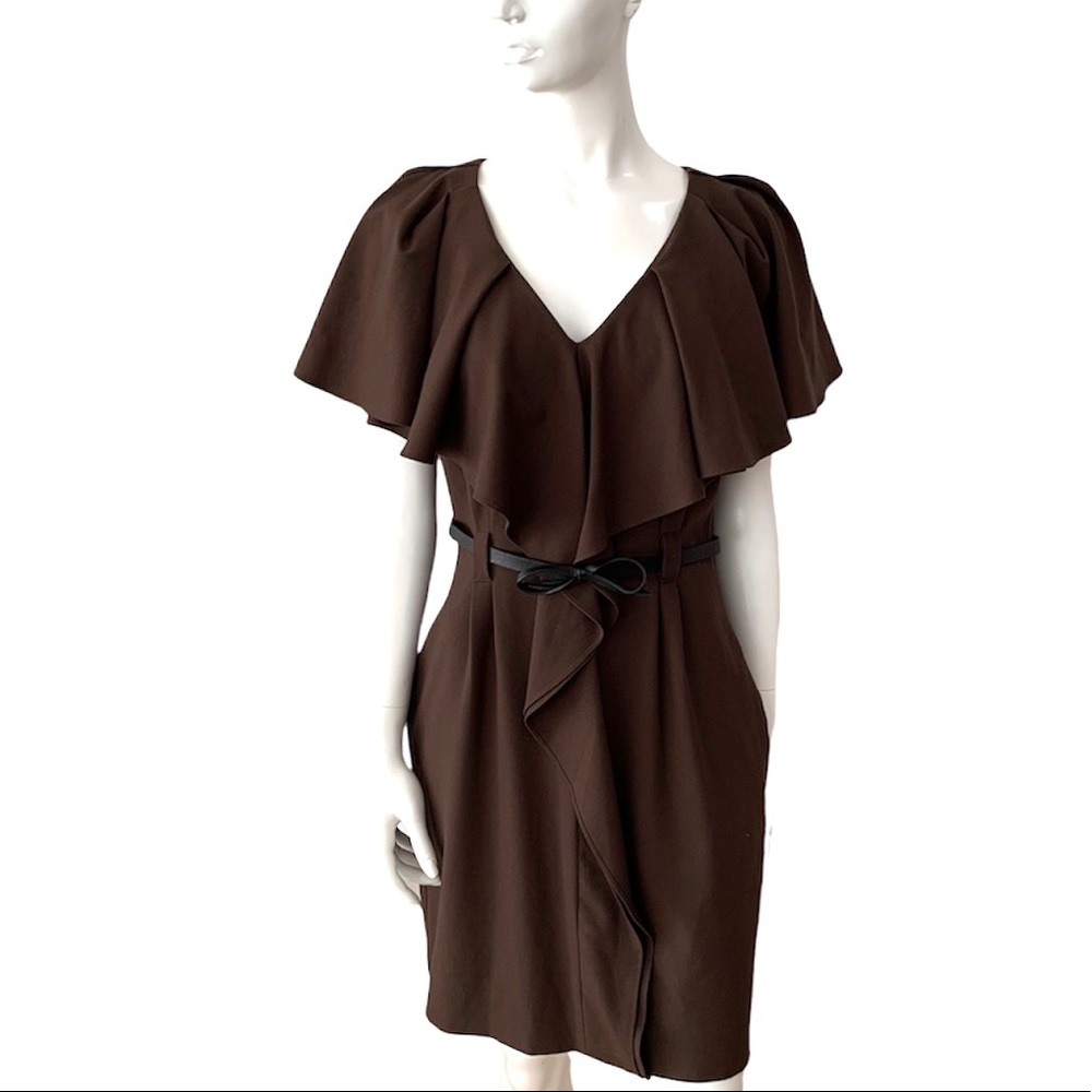 Black Halo Ruffle Sheath Dress